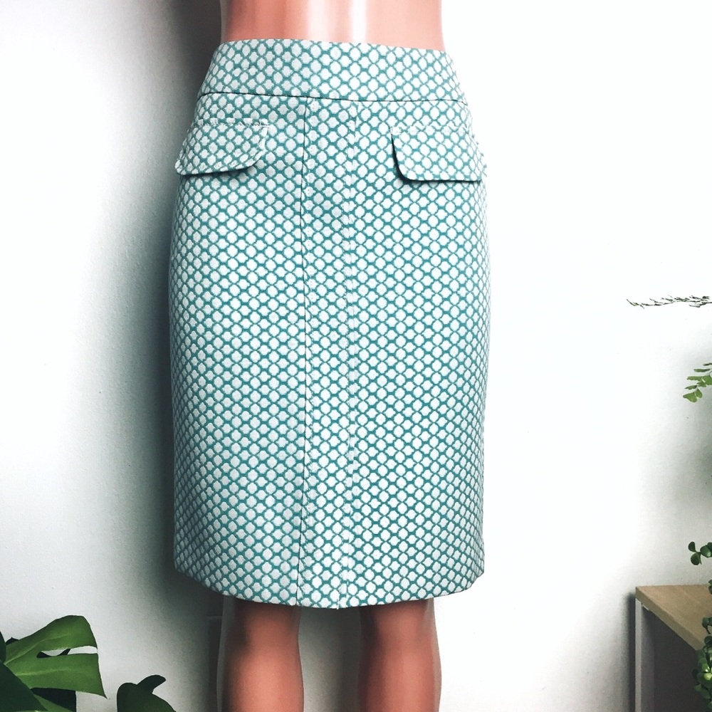 💢 Ann Taylor Blue Mint Honeycomb Pencil Skirt